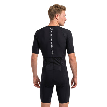 Men's Race Short Sleeve Trisuit - Kona Black - Back