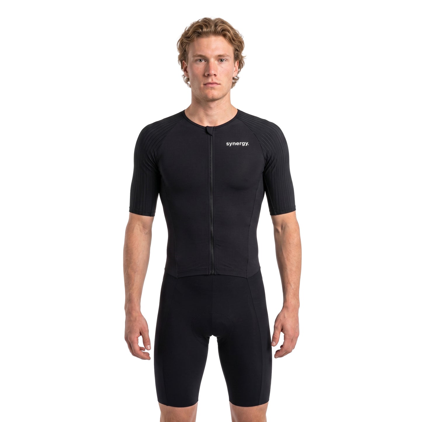 Men's Race Short Sleeve Trisuit - Kona Black - Front