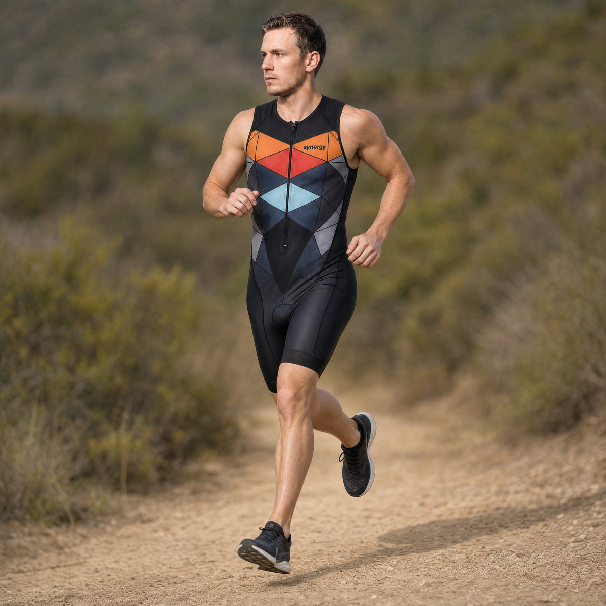 Men's Elite Sleeveless Tri Suit - Prism Multicolor - Trail Running Front