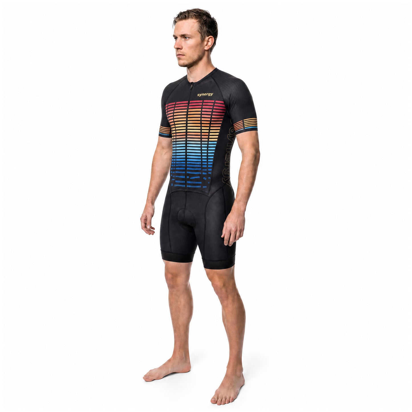 Men's Pro 3.0 Short Sleeve Tri Suit - Fusion - Sonic Surge - Athlete - Front Three Quarter