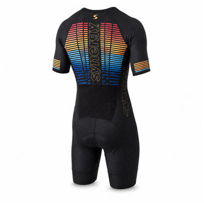 Men's Pro 3.0 Short Sleeve Tri Suit - Fusion - Sonic Surge - Ghost Mannequin - Back Three Quarter