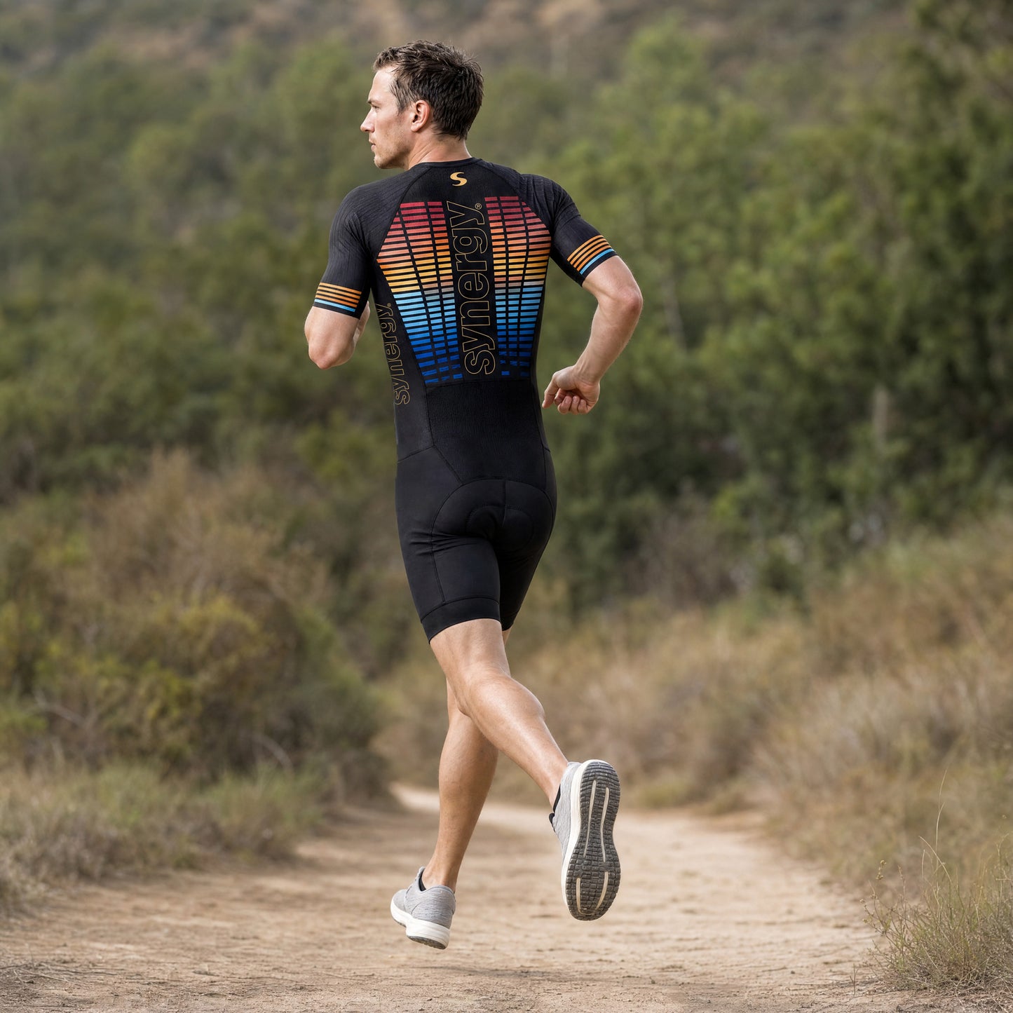 Men's Pro 3.0 Short Sleeve Tri Suit - Fusion - Sonic Surge - Trail Running - Back