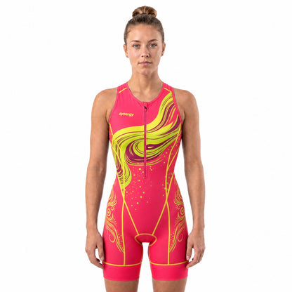 Women's Elite Sleeveless Racerback Tri Suit - Tourmaline Pink Metal - Front