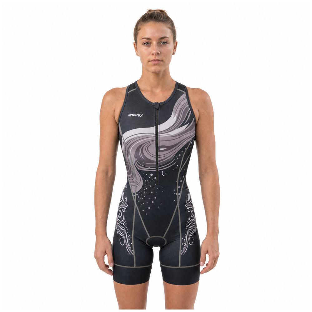 Women's Elite Sleeveless Racerback Tri Suit - Basalt Black Gloss