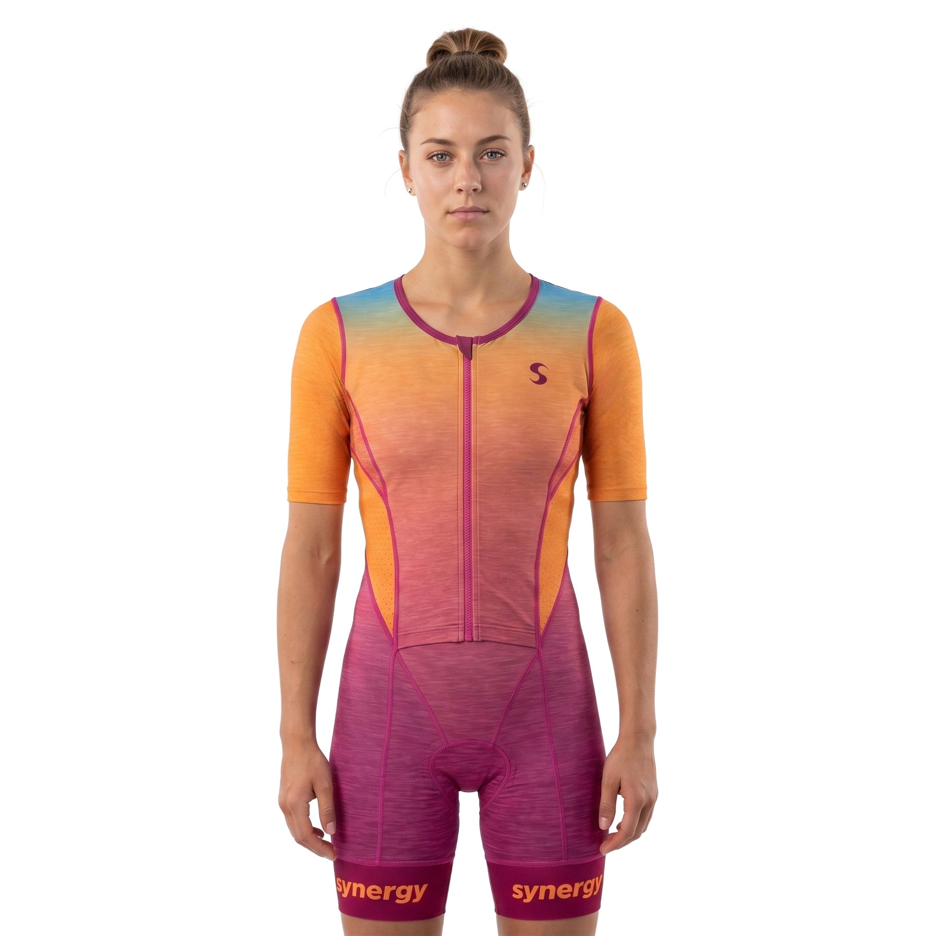 Women's Pro Short Sleeve Tri Suit - Marigold Orange 01